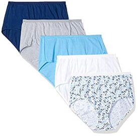 【中古】【輸入品・未使用】Hanes 90563899692 Ultimate Comfort Cotton Womens Brief Panties44; Blue Plus White - Size 7 - Pack of 5