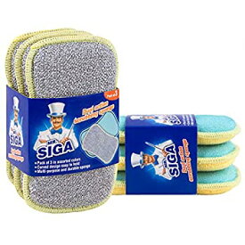 【中古】【輸入品・未使用】MR. SIGAキッチンスポンジ Dual Action Scrubbing Sponge Pack of 6 Size:17x10x2.3cm