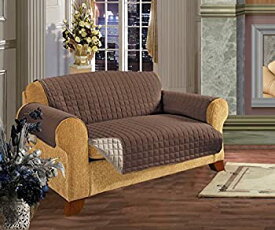 【中古】【輸入品・未使用】Elegance Linen Quilted Pet Dog Children Kids Furniture Protector Microfiber Slip Cover Sofa Chocolate by Elegance Linen