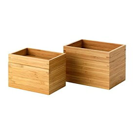 【中古】【輸入品・未使用】IKEA Dragan 竹製ボックス 蓋付き 2個セット