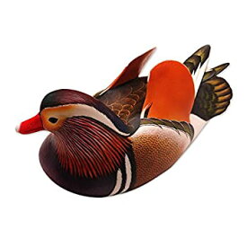 【中古】【輸入品・未使用】Novicaマルチカラー動物テーマ木製彫刻、5?" Tall ' Mandarin Duck '