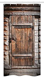【中古】【輸入品・未使用】Vintage Stallシャワーカーテンby Ambesonne、素朴な木製ドアの古い納屋ファームハウスで田舎村Aged Ruralライフイメージ、ファブリックバスルー