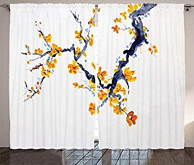 【中古】【輸入品・未使用】Ambesonne花家の装飾コレクション、水彩日本の自然Blossomingフルーツツリー花で風on Branches、リビングルームベッドルームカーテン2パネルセッ
