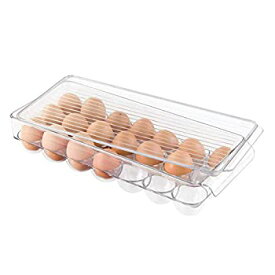 【中古】【輸入品・未使用】InterDesign 冷蔵庫用 卵入れ エッグ 収納 ホルダー 21個用 蓋付き Fridge Binz クリア 72930EJ