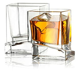 【中古】【輸入品・未使用】JoyJolt Carre Square Scotch Glasses Old Fashioned Whiskey Glasses 300ml Ultra Clear Whiskey Glass for Bourbon and Liquor Set Of 2 Glass