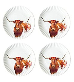 【中古】【輸入品・未使用】Western Longhorn Steer 9 Melamine Plates Set of 4 by One Hundred 80 Degrees [並行輸入品]