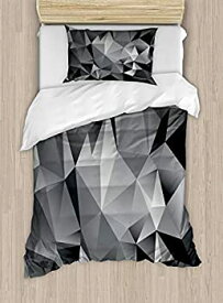 【中古】【輸入品・未使用】Ambesonne 抽象掛け布団カバーセット フラクタルモノクロ組成 三角形 多角形 多角形 現代的 未来的 装飾的 2ピース寝具セット 枕カバー1枚付き