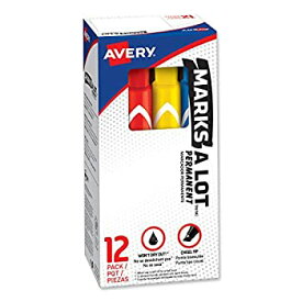 【中古】【輸入品・未使用】Avery Marks-A-Lot EverBold Flipchart Markers - Chisel Marker Point Style - Black Blue Orange Green Purple Yellow Red Brown Ink - 12 / S