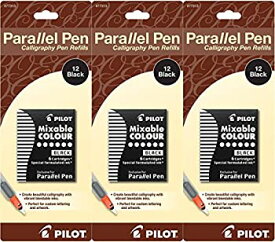【中古】【輸入品・未使用】Pack of 3 Pilot Parallel Pen Ink Refills for Calligraphy Pens Black 12 Cartridges per Pack (77313)