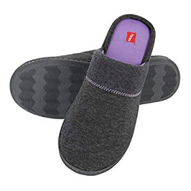 【中古】【輸入品・未使用】Hanes womens Superior Comfort Cotton on Scuff With Memory Foam and Anti-skid Sole Slipper Charcoal/Purple Large US