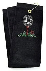 【中古】【輸入品・未使用】Navika Crystal Embellished "Golf Tee" Black Golf Towel