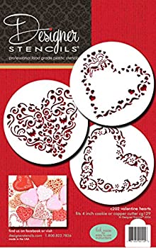 購入Designer Stencils C202 Swirl Valentine Heart Cookie Stencils Beige Semi-Transparent by Designer Stencils