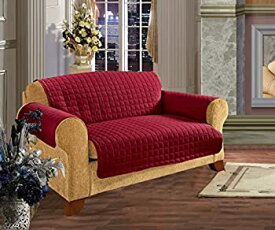 【中古】【輸入品・未使用】Elegance Linen Quilted Slip Cover Furniture Protector For Love - Red