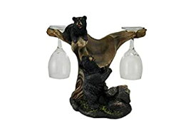 【中古】【輸入品・未使用】樹脂とガラスワインラックOh HoneyブラックBears in a Tree素朴なワインボトルホルダーwith 2?Glasses 9.75?X 9?X 4.5インチブラックモデル# hd4