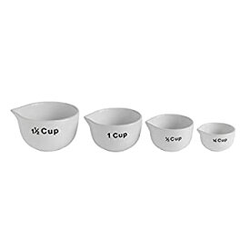 【中古】【輸入品・未使用】Creative Co-Op White Stoneware Measuring Cups Multicolor