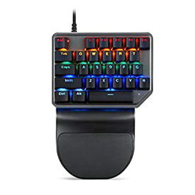 【中古】有線片手メカニカルゲームキーボード Windows PC RGB 調光ライト ポータブル ミニゲームキーパッド 27キー 21x15cm
