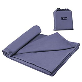 【中古】寝袋ライナー旅行やキャンプシート軽量コンパクトな寝袋サックピクニック（82.7 x 45インチ、グレーブルー）