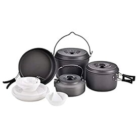 【中古】キャンプの鍋料理の調理器具の携帯用屋外キャンプのハイキングのための鍋 (色 : Black Size : 7-8 people)