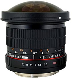 【中古】ポキノン (Rokinon) 8?mm f / 3.5?Hd魚眼レンズレンズ 取り外し可能なフード付き キャノンDSLR 8-8mm、工程焦点非ズームレンズ none ブラッ