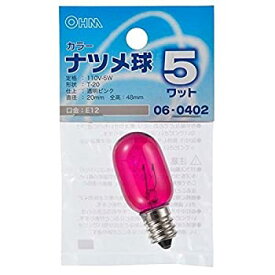 【中古】オーム電機 カラーナツメ球 クリアーピンク LB-T205-CP 06-0402