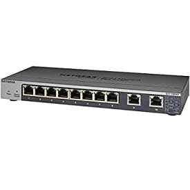 【中古】【未使用】NETGEAR 卓上型コンパクト アンマネージプラス スイッチングハブ GS110EMX ギガビット8ポート + 10G (2ポート) 静音ファンレス