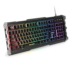 【中古】【未使用】ENHANCE ハイブリッドメカニカルゲーミングキーボード[US配列] ENHANCE Infiltrate Membrane Keyboard ゲーム用 Black・黒 7色LED・9つの照明効