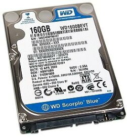 【中古】[WESTERN DIGITAL] 2.5inch HDD 160GB SATA 9.5mm厚 512セクターモデル WD1600BEVT