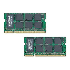 【中古】【未使用】BUFFALO ノートパソコン用 DDR2 メモリー 667MHz SDRAM(PC2-5300) 200Pin S.O.DIMM 2GB (1GB 2枚組) D2/N667-1GX2