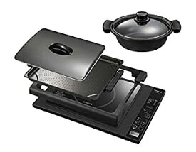 【中古】【未使用】パナソニック ホットプレート IH 7段階火力調整 焼肉 ホットケーキ クレープ お好み焼き 専用鍋付き ブラック KZ-HP2100-K