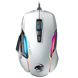【中古】【39shop】ROCCAT★ゲーミングマウス Kone AIMO Remastered 有線 編み込み ホワイト/白 光学式/16K/多ボタン/130g/MMO RGB Windows 7以降 【日本正規代理店（良い）