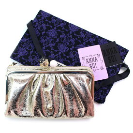 アナスイ 財布 がま口 二つ折り インザバスケット 外口金ファスナー長財布 ANNA SUI 316800 ゴールド