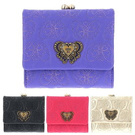 アナスイ 財布 がま口 チェイス 口金二つ折り財布 ANNA SUI 本革 折り財布 317101 ブラック ピンク パープル ゴールド