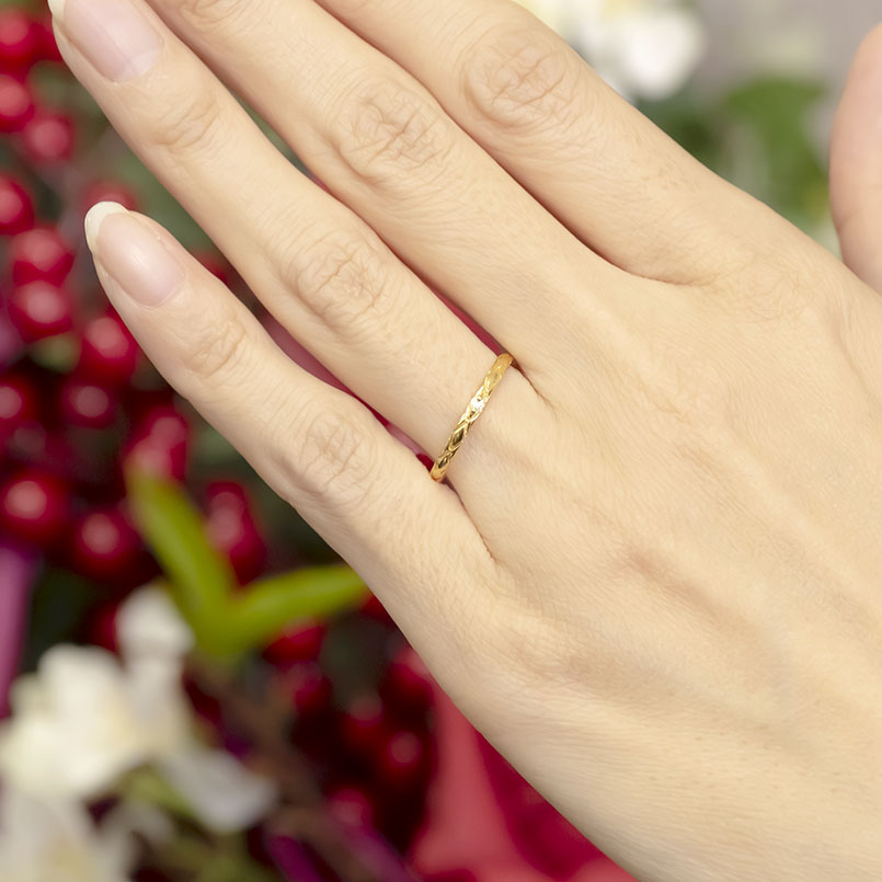 ペアリング カップル 2個セット 結婚指輪 ゴールド ダイヤモンド 一粒 10金 マリッジリング イエローゴールドk10 華奢 アンティーク 最短納期  送料無料 人気 ウェディング プレゼント | ジュエリー工房アトラス