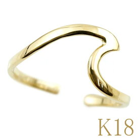 18金 リング フリーサイズ リング イエローゴールドk18 スクロール 指輪 シンプル 波 ピンキーリング 華奢 地金 足の指輪 人気 プレゼント ギフト 18k K18 ファッションリング ジュエリー 記念日 大人 おしゃれ