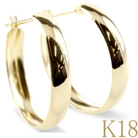 【あす楽】 18金 ピアス フープ フープピアス 甲丸 18k ペア リング イエローゴールドk18 シンプル 地金 女性 人気 ユニセックス 男女兼用