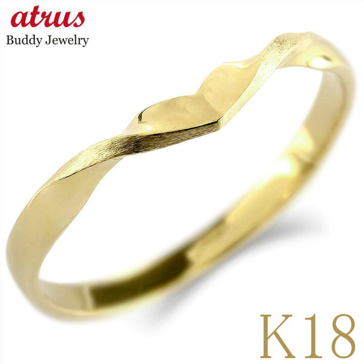 楽天市場】婚約指輪 18金 リング 18k レディース 指輪 細身 ハート V字 