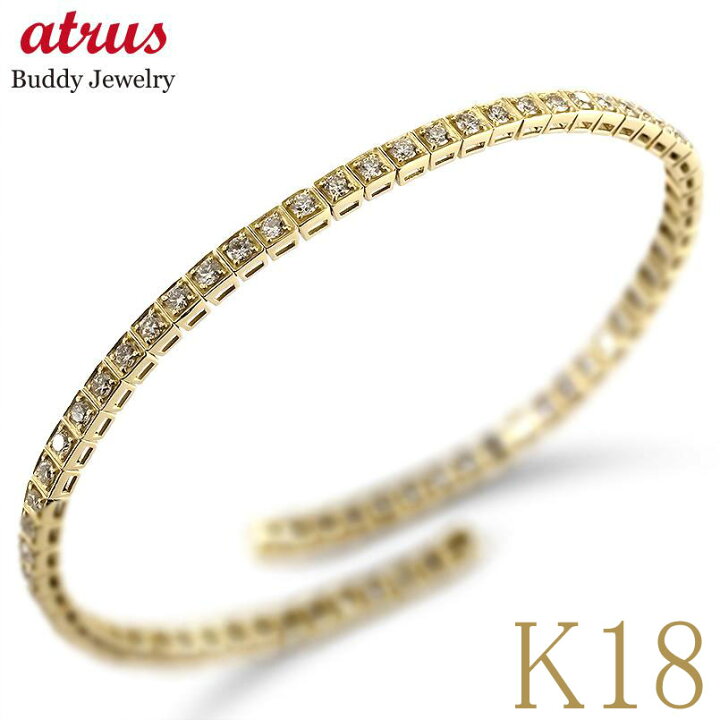 楽天市場】18金 バングル 18k ダイヤモンド ゴールド ブレスレット  