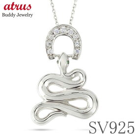 ヘビ 蛇 馬蹄 ネックレス レディース シルバー ペンダントトップ ダイヤモンド 大ぶり スネーク エメラルド ホースシュー 大きめ ダイヤ 午年 干支 巳年 シンプル sv925 お守り 幸運 ジュエリー プレゼント 普段 使い 人気 カジュアル