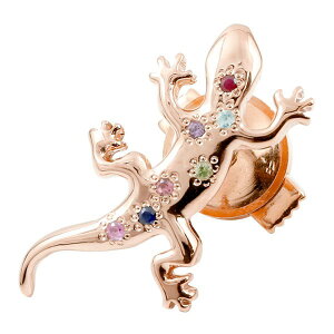 ブローチ メンズ ピンブローチ ラペルピン ピンクゴールドk18 アミュレット 宝石 ヤモリ 爬虫類 男性 コントラッド 東京 18金 18k スタンダード プレゼント ギフト 人気