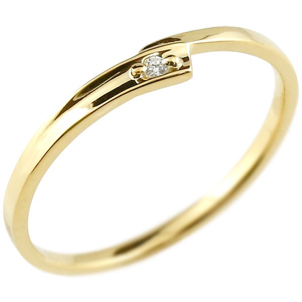10金 リング 婚約 エンゲージリング ダイヤモンド 指輪 ダイヤ ピンキーリング イエローゴールドk10 一粒極細 華奢 スパイラル プレゼント 女性送料無料 LGBTQ 男女兼用