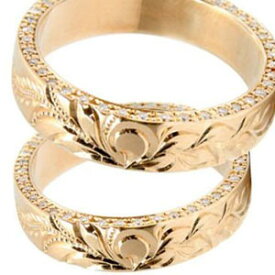 ペアリング カップル 結婚指輪 ハワイアンジュエリー ハワイアン ダイヤモンド マリッジリング ピンクゴールドk18 k18 ダイヤ シンプル 人気 女性 2個セット 18k 18金 ゴールド ファッションリング 大人 プレゼント ギフト 普段使い