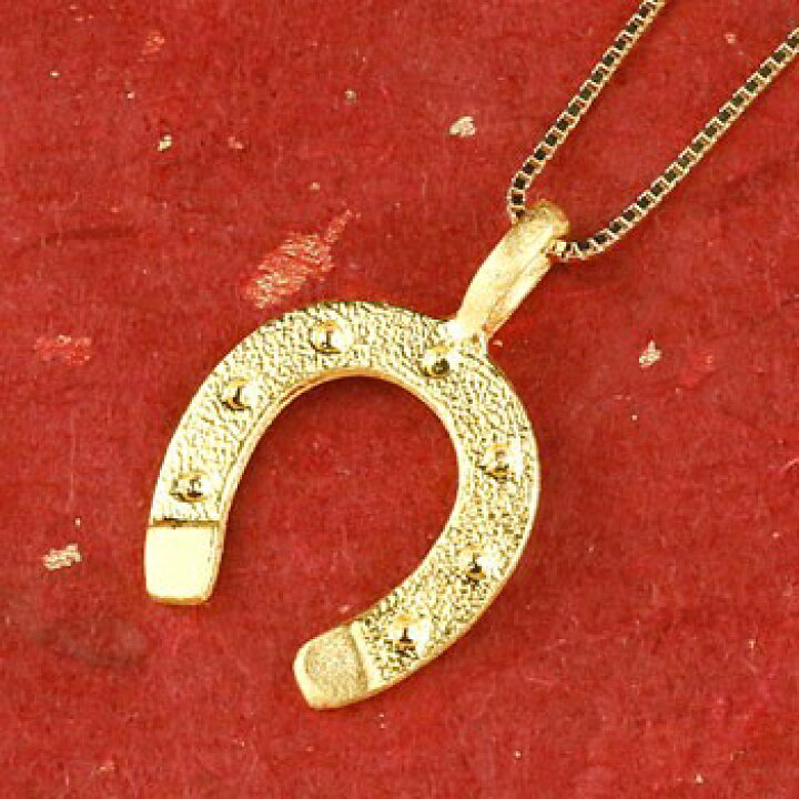 24金 ネックレス ペンダントトップ メンズ ダイヤモンド 純金 馬蹄  