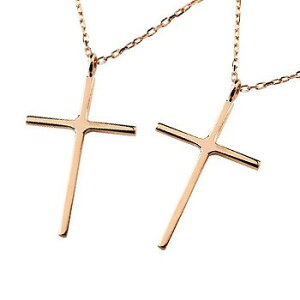 18金 ネックレス メンズ ペア ペアペンダント クロス ピンクゴールドk18 ペンダントトップ 十字架 シンプル 地金 チェーン 人気 男性 の 送料無料 18k プレゼント 普段使い