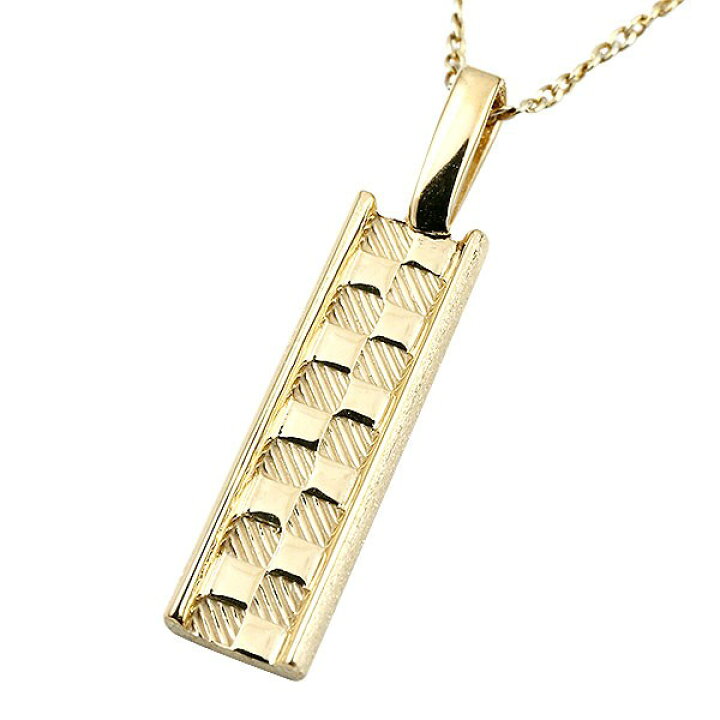 楽天市場】18金 ペンダントトップ ネックレス 18k 角型 縦長 バー 