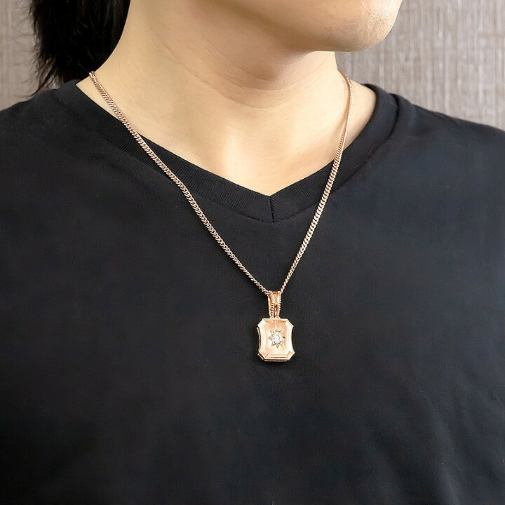 楽天市場 ポイント5倍sale ネックレス メンズ ゴールド 喜平用 ダイヤモンド 大粒 一粒 ミル打ち 10k ピンクゴールドk10 ペンダントトップ チェーン 喜平 男性 人気 男性用 送料無料 ジュエリー工房アトラス