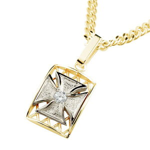 18金 ネックレス メンズ プラチナ ペンダントトップ 喜平用 ダイヤモンド イエローゴールドk18 アイアンクロス 十字架 盾 一粒 コンビ コントラッド 東京 人気 男性 18k プレゼント