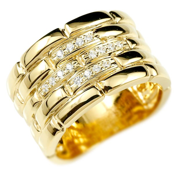 10金 ゴールド リング ゴールド メンズ ダイヤモンドリング 指輪 イエローゴールドk10 メタルバンド 時計ダイヤ 幅広 太め ストレート 人気 男性用 シンプル ファッションリング スタンダード プレゼント ギフト 普段使い