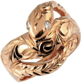 18金 ゴールド リング ハワイアンジュエリー メンズ ハワイアン 指輪 蛇 ダイヤモンド ダイヤ スネークピンクゴールドK18 人気 男性 18k シンプル ファッションリング スタンダード プレゼント ギフト 普段使い