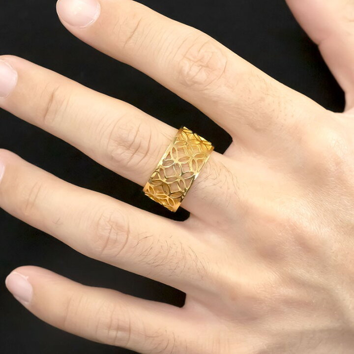 楽天市場】18金 リング ゴールド メンズ 七宝文様 指輪 ゴールド 18k 
