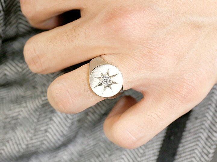 楽天市場】リング ダイヤモンド シルバー925 印台 シグネットリング  